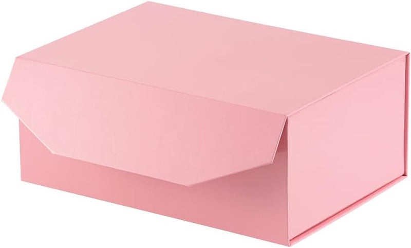 PACKGILO 1Pcs Pink 9.5x7x4 Inch Gift Box, Small Magnetic Box with Lid Pink Small Gift Box for Bridesmaid proposal Foldable Magnetic Closure Storage Boxes - Image 1